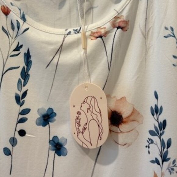 Zeagoo Blue Floral Swing Flare Tunic and 3/4 Sleeves - Picture 3 of 5